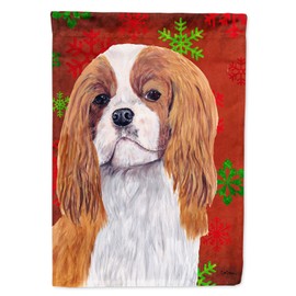 Caroline's Treasures SC9434GF Cavalier Spaniel Red and Green Snowflakes Holiday Christmas Garden Flag Mailbox Flag Decorative Yard Flag Banner Outside Patio Artwork Yard Flower Beds, Garden Size, Mul
