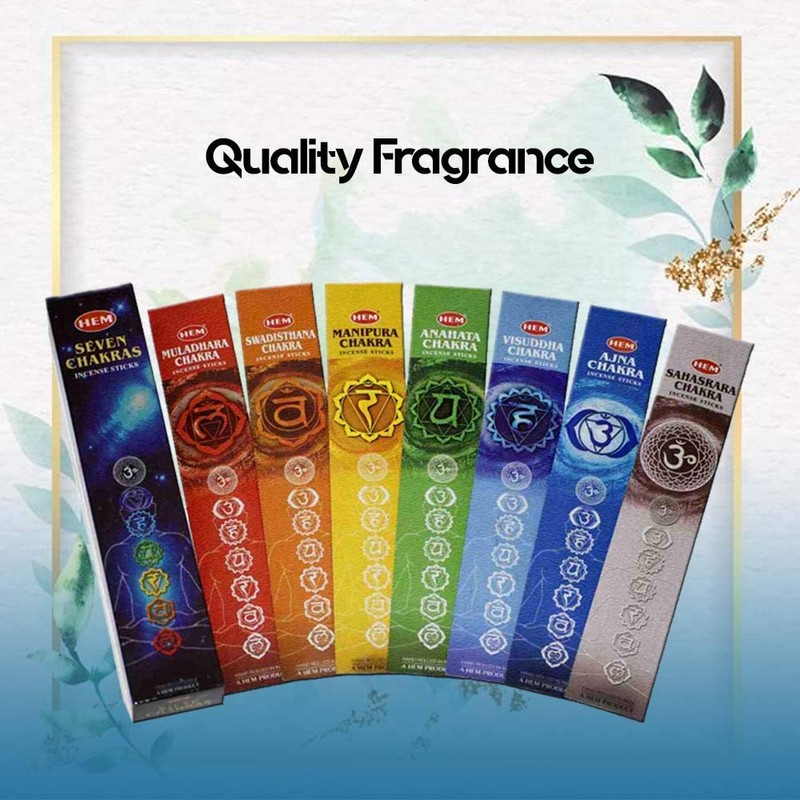 Hem Seven Chakra Pouch, 7 Packs of 35 Incense Sticks