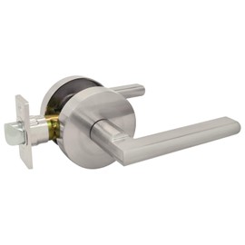 Nuk3y Thor Series Lever Door Handle Slim Round Modern Contemporary Lever Set (Passage, Satin Nickel)
