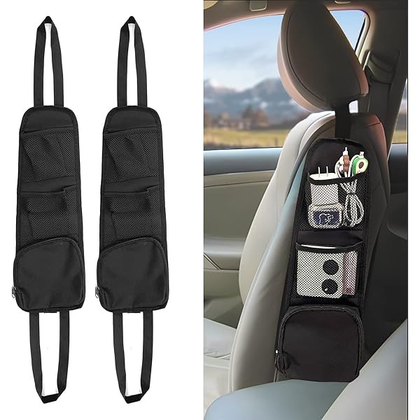 QUICTO 2PCS Car Seat Storage Hanging Bag, Multi-Pocket Seat Side