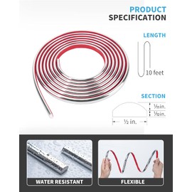 Art3d 10 Ft Peel and Stick Trim for Backsplash Tile Edge, Self-Adhesive Liner for Corner Decor in Stainless Steel
