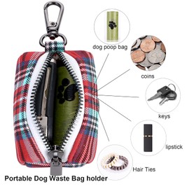 ARING PET Dog Poop Bag Dispenser, Christmas Doggy Poop Bags Holders Attach to Any Leashes, Portable Washable Cotton Pet Waste Pouch Dispenser with Metal Zipper