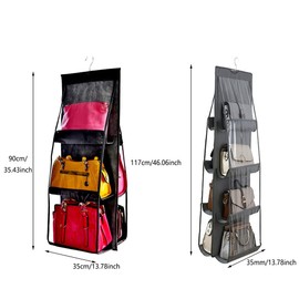 Over Door Hanging Handbag Organiser Storage For Wardrobe Dust Bags 6 Pocket Wardrobe Closet Space Saving Organizers System,Washable,White