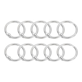 sourcing map Shower Curtain Rings, 24pcs - Carbon Steel Round Snap Shower Curtain Hooks, 0.75 Inch Loose Leaf Binder Rings for Shower Curtain Rods (Silver)