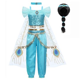 COTRIO Princess Costume for Girls Dress Up Princess Cosplay Costumes for Kids with Wig 3-4 Years