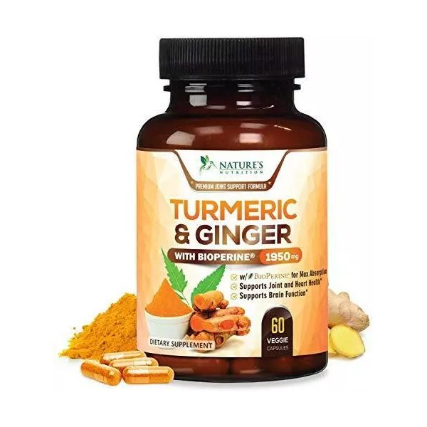 Nature's Nutrition Turmeric Curcumin 95% Curcuminoids with BioPerine and Ginger