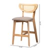 Baxton Studio Dannell Counter Stools, Set of 2, Grey/Natural Oak/Light