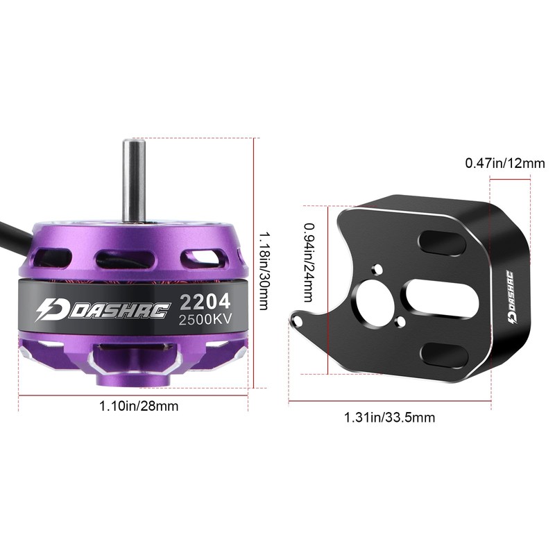 DashRC 2204 2500KV Brushless Outrunner Motor with Mount Set for