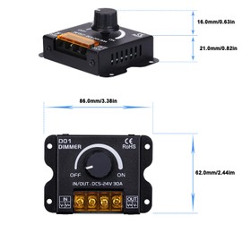 BENLUN LED Strip Light DC 5V-24V RF 14 Keys 30A Knob Dimmer Controller, PWM Digital Dimming Technology, Remote Control or Through The Knob Toadjust Brightness, for LED Strip Lights