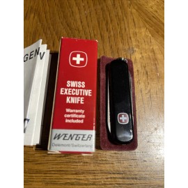 WENGER Swiss Executive Knife -  Black Knife File Tweezers New In Box With Papers
