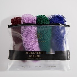 4 Piece African Exfoliating Net Sponge Bundle, Ethically Sourced from Nigeria Bath Sponge:_HYPNOTIC