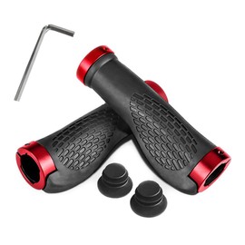Renjzle Bicycle Grips, Anti-Slip Rubber Soft Ergonomic Handle Grips, Bicycle Accessories, Inner Diameter 22mm (A-Red)