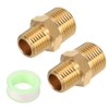 sourcing map 2pcs Hex Nipple Brass Pipe Fitting, 1/4 NPT