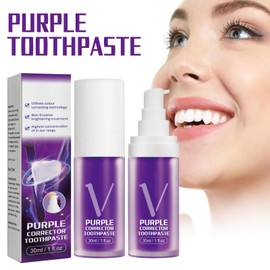 Lila Zahnpasta Für Strahlend Weiße Zähne, 30 ml Zahnaufhellung Zahnpasta Repair Zahncreme Aufhellen Zahnpasta Corrector Farbkorrektur, Entfernung Von Flecken Kaffee, Rauchen, Gelbe Zähne