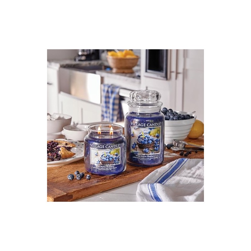 Village Candle Wild Maine Blueberry Large Glass Apothecary Jar Scented