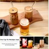 Glass Cups with Lids and Straws 6pcs, 16oz-DWTS Cute Tumber,Beer