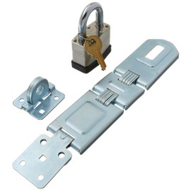 NU-SET Lock | 7 1/2 Inch Double Hinged Hasp and Laminated Steel Heavy Duty Padlock Combo | Hinged Hasp and Laminated Padlock for Door Security | Home Improvement & Door Hardware (Steel)