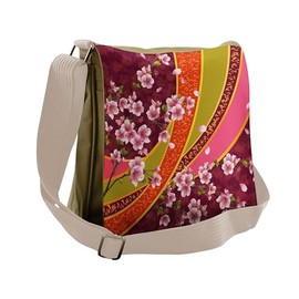 Ambesonne Flower Messenger Bag, Sakura Blossom Japanese, Unisex Cross-body