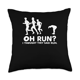Run I Thought You Said Rum Funny Runner Fitness Drink Throw Pillow
