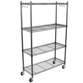 WDT 4-Tier Storage Shelves, Heavy Duty Metal Shelves Wire Rack Shelving Unit, Adjustable Shelf with Wheels for Home Office Garage Kitchen Shelf,36" D x 14" W x 58" H