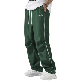 ZAFUL Men's Parachute Sweatpants Y2k Baggy Track Pants Drawstring Wide Leg Casual Trousers Streetwear(1-Green, L)