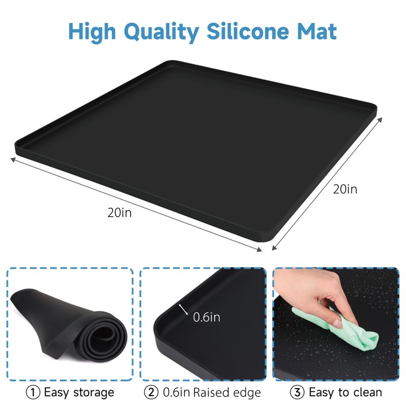 WUDIALIEN Portable Air Conditioner Silicone Mat, Ice Maker Mat (Black,