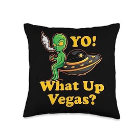 Las Vegas Alien UFO Crash Backyard 2023 Vape Pen Smoke Weed Throw Pillow