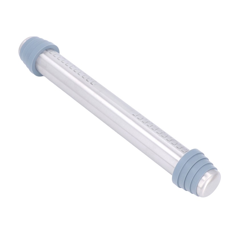Rolling Pin Dough Roller Stainless Steel with 4 Silicone Guide