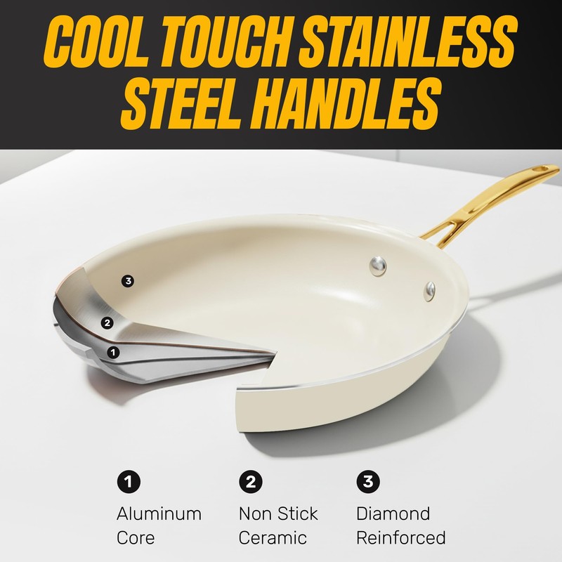 Gotham Steel 15 Pc Ceramic Cookware Set, Ceramic Pots and