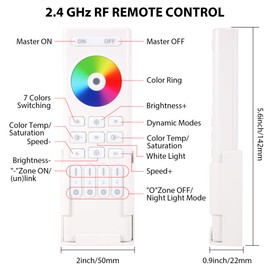 XXK RC03RF RF Remoter, 4-Zone 2.4G Handheld RF Remote Control Compatible with RGBCCT RGBW CCT RGB LED Controller, 99ft Wireless Control 4 Channel Group Control for Home RGBCCT LED Strip Lights