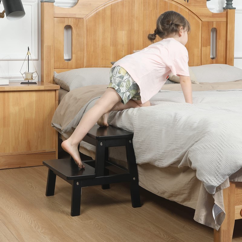 HOUCHICS Step Stools for Adults, Wooden Step Stool with 400