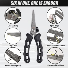 YUMEOWL Fishing Pliers&Gripper, 4 Pcs Fishing Tool Kit, Upgraded Muti-Function Hook Remover and Fish Scissors, Fishing Gear,Pliers 7.1" 6.2 oz& Gripper 8.66" 4.3 oz