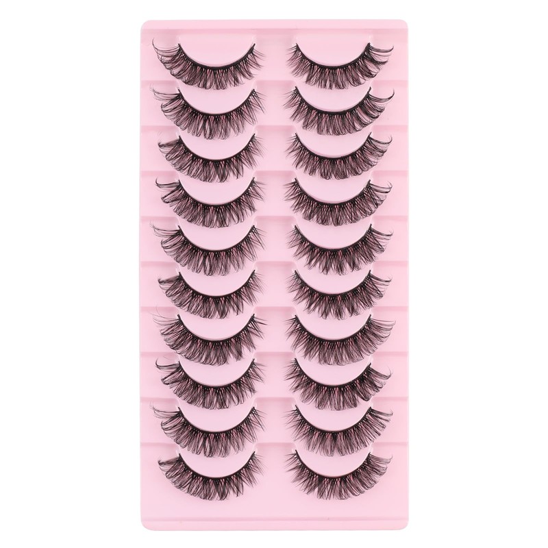 Poiuyoiu False Eyelashes 10 Pairs Russian Tape Eyelashes Natural Looking