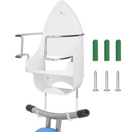 Ironing Board Hanger Wall Mount, Electric Iron Holder Laundry Room Iron and Ironing Board Storage Organizer Shelf with Removable Hooks for Household Bathroom Cabinet - for Less than 5 inch Width