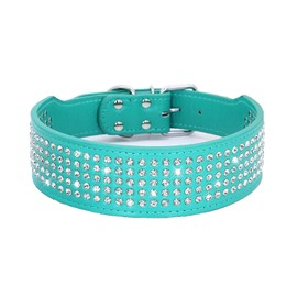 BTDCFY Rhinestones Dog Collars-2" Wide Crystal Diamonds Studded PU Leather 5 Rows Sparkly Crystal Studded Collar for Medium and Large Dog