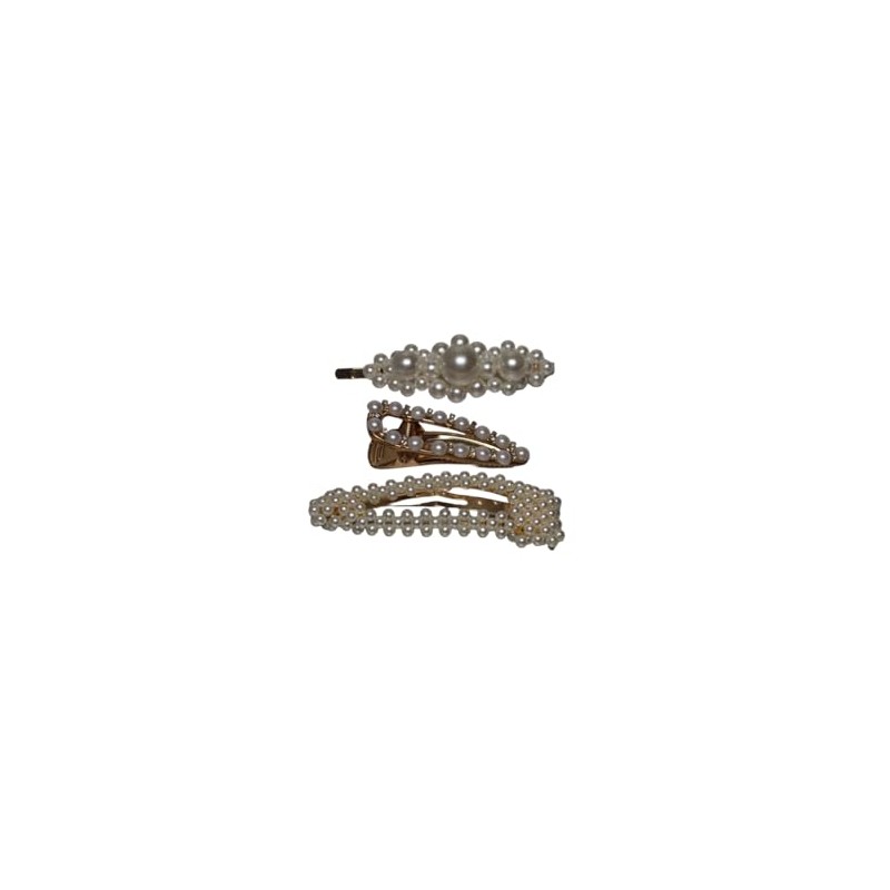 Seleny Gold & Pearl Barette Set (3 Pieces)