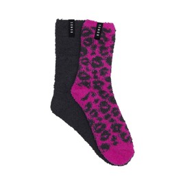 2 x Bonds Womens Supersoft Crew Socks Black/Pink 28K 3-8 Multi