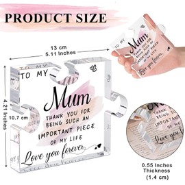 Tillskuch Gifts for Mum - Acrylic Plaque with Gift Box Mum Gifts - Unique Christmas Gifts for Mum, Mothers Birthday Gifts, Mothers Day Gift, Thanksgiving Presents for Mummy