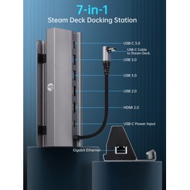 Docking Station for Steam Deck,V VCOM 7-in-1 Steam Deck Dock ROG Ally with HDMI 4K@60Hz,DisplayPort,Gigabit Ethernet,3 USB-A 3.0 and USB-C Charging Port Compatible with Steam Deck