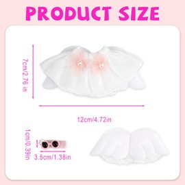 Tinoaly 2pcs Doll Clothes Set, 6.7 Inch Doll White Angel Wings Skirt & Pink Hairpin Dressing Costume Accessories for Toy Gift (Doll Not Included)