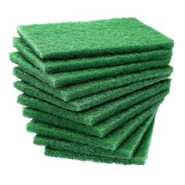 Sibba Pack of 10 Scouring Pads, Kitchen Sponge, High Performance Scouring Pads, Dirt Eraser, Sponge, Green, Double-Sided Cleaning Cloths, Pot Scraper for Kitchen, Bowl, Sink