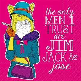 IHR Ideal Home Range Cocktail Napkins Rosanne Beck Disposable 3-Ply Paper Party Napkin Pack, 5" x 5", The Only Men I Trust, 20-Count