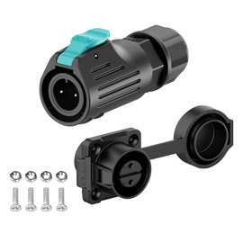 E-WeiChat EW-LP12 Waterproof Industrial Plug IP68 Quick Plug Aviation Connector PBT Shell Round Plug Quick Release Electrical Connector M12 2-8 Pin Flange Connector (2 Pin)