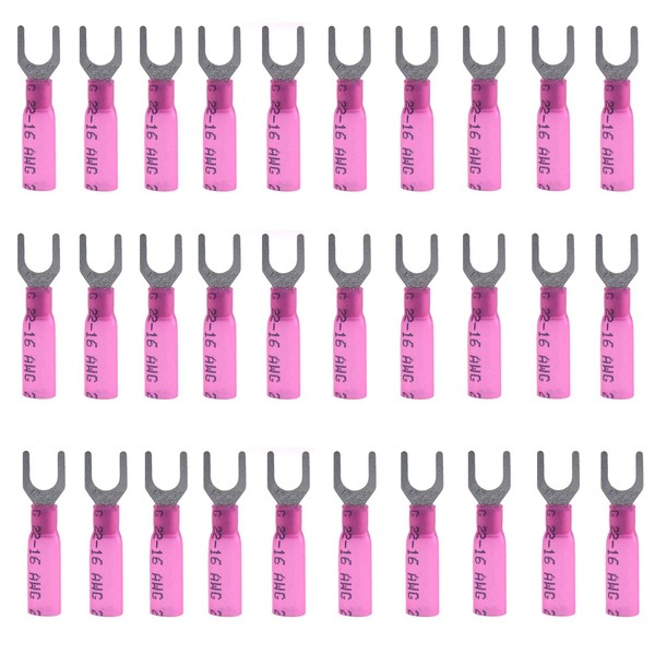CEEYSEE 50PCS Heat Shrink Fork Connectors M5 Red 22-16 AWG
