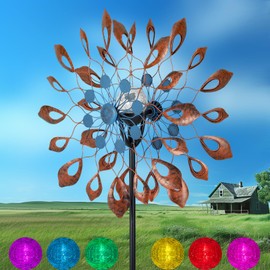 Solar Wind Spinners Outdoor 73 Inches，360 Degrees Kinetic Wind Sculpture Spinner Windmills for Outdoor Lawn & Garden Decoration