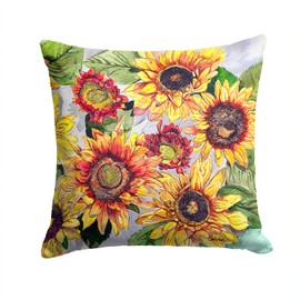 Caroline's Treasures 8766PW1414 Sunflowers Fabric Decorative Pillow Machine Washable, Indoor Outdoor Decorative Pillow for Couch, Bed or Patio, 14Hx14W