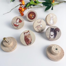 Lasyman Animal Wood Dresser Cabinet Drawer Knobs Round Unique Decorative Wooden Drawer Knobs for Kids Cabinets (8, Log color1)