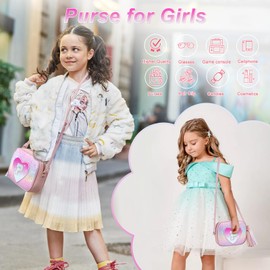 OYLOLA Birthday Gifts for Girl Initial Girls Purse Toddler Purse Kids Purses Toddler Girl Gifts Heart Purses for Girls Colored P