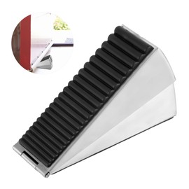 Tall Door Stopper, Stainless Steel Door Wedge Rubber Door Stopper Wedge Door Stopper Security for Bottom of Door High Door Stop for Any Tall Door Heavy Door (Silver)