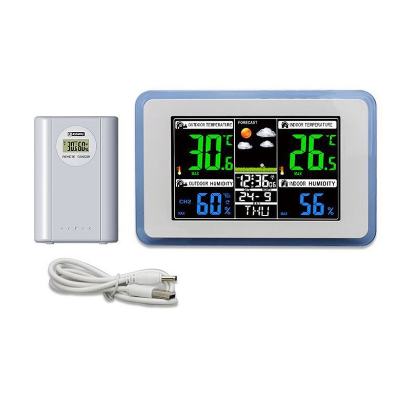Multifunctional Wireless Home/Office Weather Station Color Digital Display Clock 433MHz
